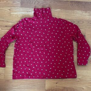 Liz Claiborne Red Turtleneck with Small Holly Motif